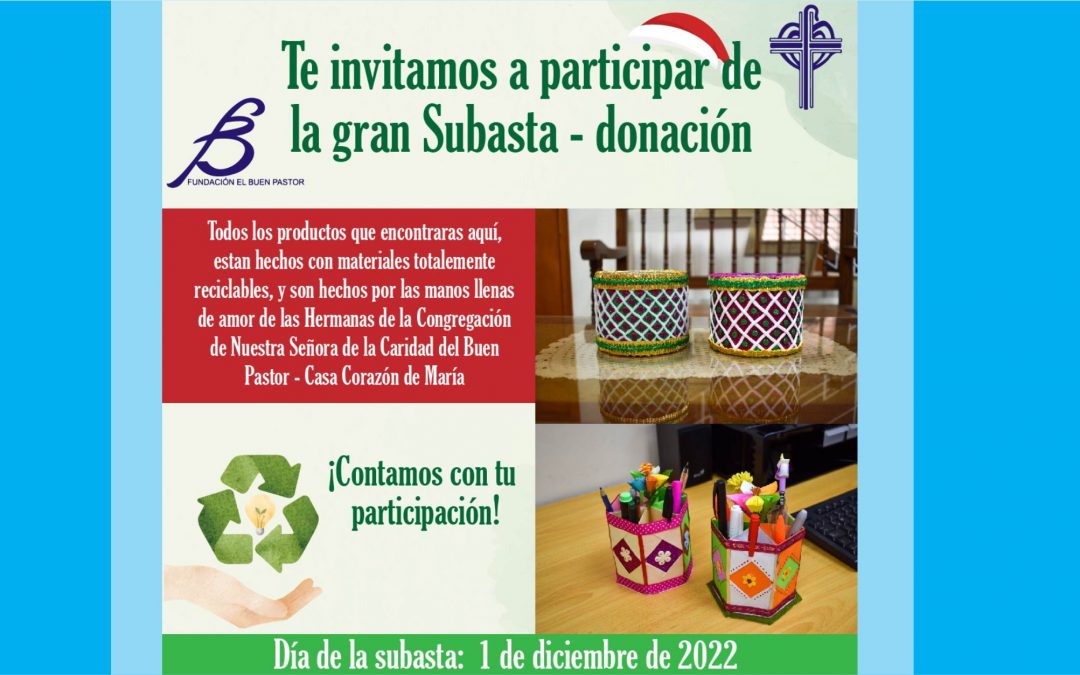 La Fundación El Buen Pastor Provincia Colombo Venezolana, realiza la Subasta-donación,  artículos hechos por manos llenas de amor.